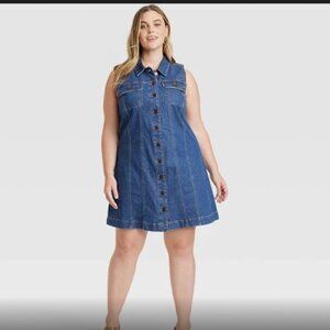Target Universal Thread Sleeveless Denim Dress in Dark Blue Size 2X
